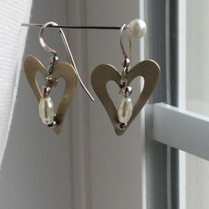 Sweet Sterling & Pearl Heart Earrings